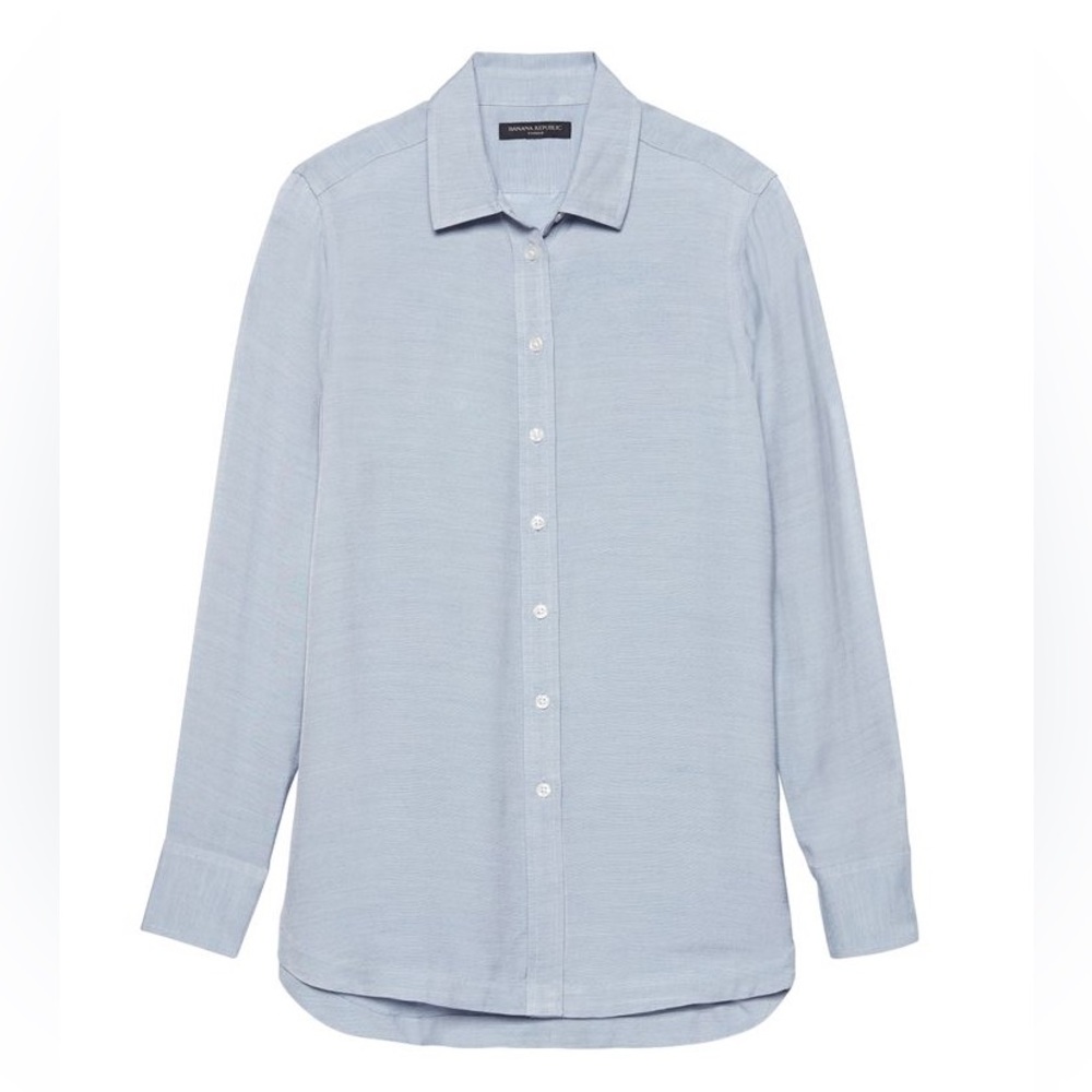 Banana Republic Light Blue Stretch Slim Fit Button Down Shirt for Men Size Large